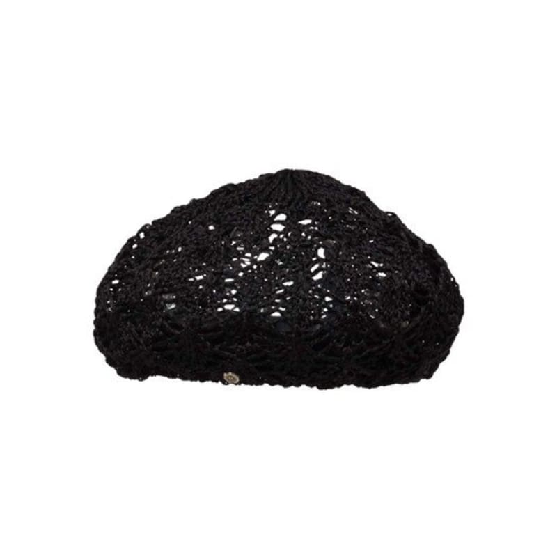 Brown Hat Crochet Knit Beret - Black