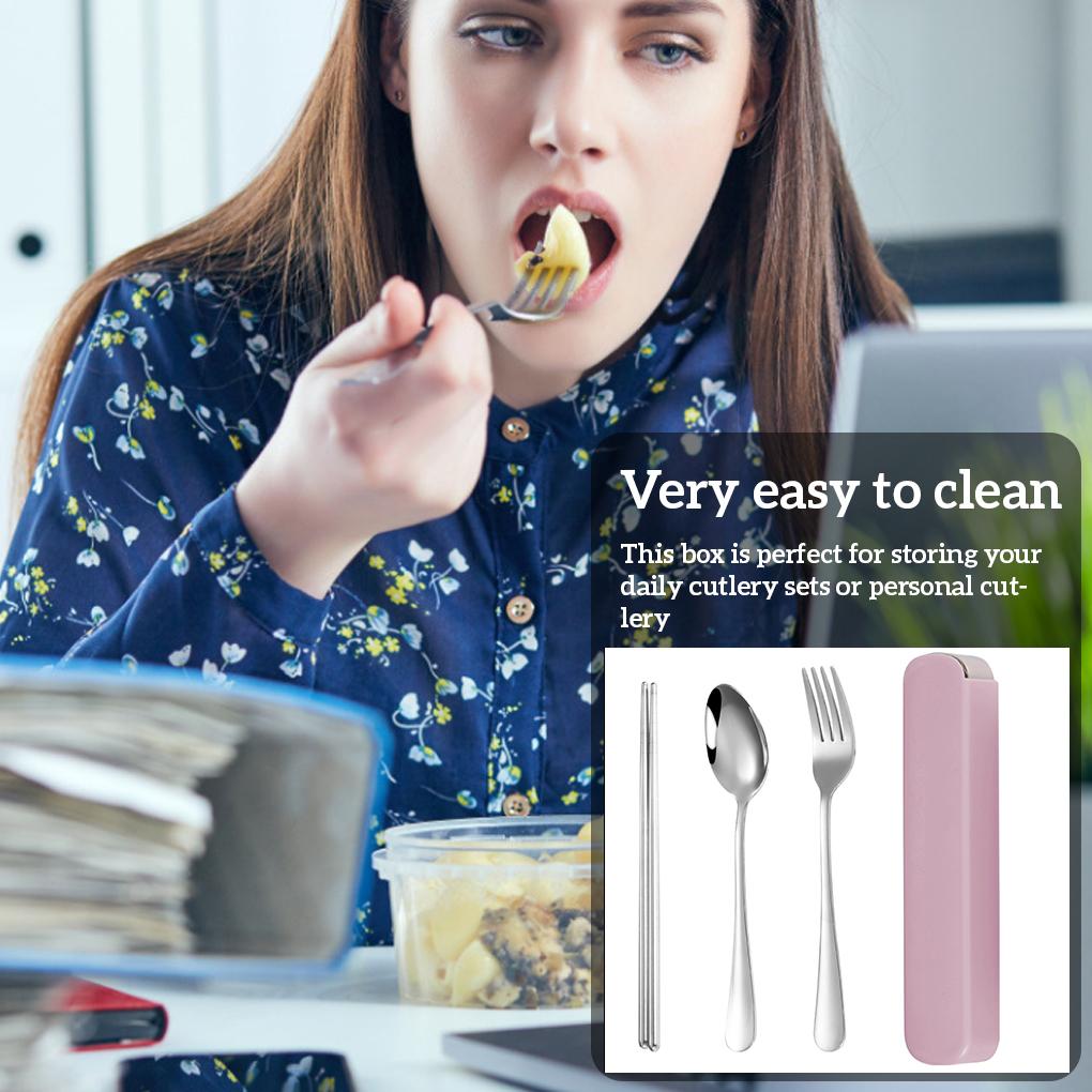 Set de 2 bucăți de bețișoare portabile pentru biroul studenților din inox cu model de cutie de depozitare roz