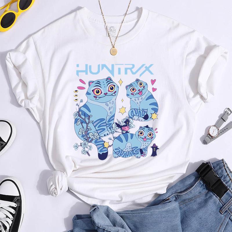 Hot K-Pop Demon Hunters Funny Summer T-Shirt Harajuku Saja Boys Derpy Tiger Print Fashion Short Sleeve Summer Casual T-Shirt Top