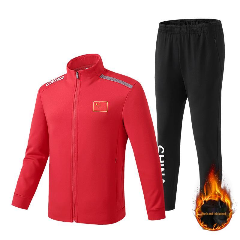 Thickened Velvet Sports Suit: All-Season National Team Athlete & Martial Arts Coach Training Set