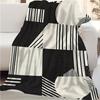 60x80 Inch Extra Large Blanket - Super Soft Cozy Retro Geometric Pattern Throw, Black & White Monochrome Design