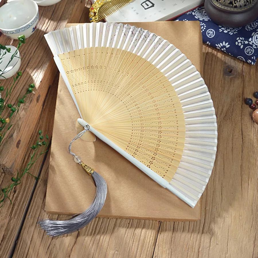 Fan Summer portable Chinese Hanfu antique green folding fan Women's cheongsam folding small fan