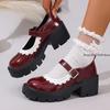 Fashion White Ankle Buckle Platform Pumps Women Japanese Style Patent Leather Mary Jane Shoes Woman Punk Thick Heels Lolita Shoes Mujer