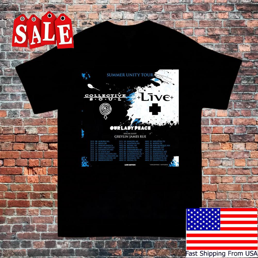 Collective Soul Band Summer Unity Tour Black T Shirt All Size S-5XL Unisex T-Shirt M