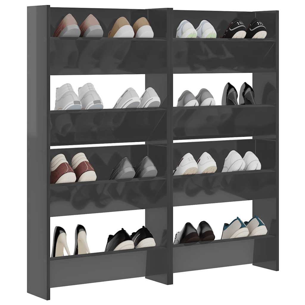Vidaxl Wall Shoe Shelves, 4 Pcs, Glossy Gray, 60X18X60 Cm