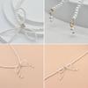 Bowknot Neckchain Girl Simple Imitation Pearls Choker Chain Aesthetic Jewellery