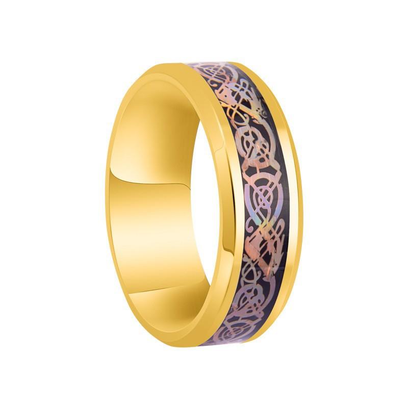 Kissmoon Stainless Steel 8mm Celtic Knot Multicolored Vintage Rings for Men Women Punk Gothic Promise Engagement Jewelry Gifts
