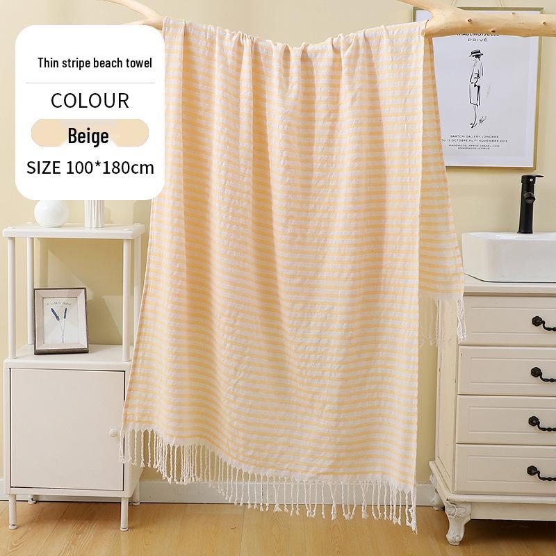 Large & Thick Tassel Turkish Beach Towel – Absorbent, Outdoor Sunscreen Bath Towel