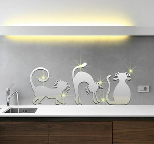 JM025-031 Drei Kätzchen 3D Glänzende Spiegelaufkleber