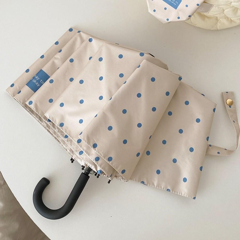 8-Rib Manual Polka Dot Umbrella Dual-Use Sun Umbrella Stylish Folding Umbrella  Travel бежевый