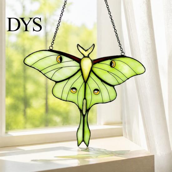 Colorful Light Refraction Decor Stained Glass Style Window Hanging, Acrylic Moth Suncatcher, Decorative Hanging Pendant with Sunlight Catcher