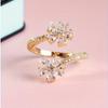 European and American fashion fairy style flower adjustable ring, ladies' fashion elegant water droplet pear shaped zircon open ring