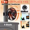 2-in-1 Wandmontierter Ofenlüfter 6 Schaufeln Freistehender Kaminlüfter Holzscheit-Holzofen Ecofan Leise Zuhause Effiziente Wärmeverteilung