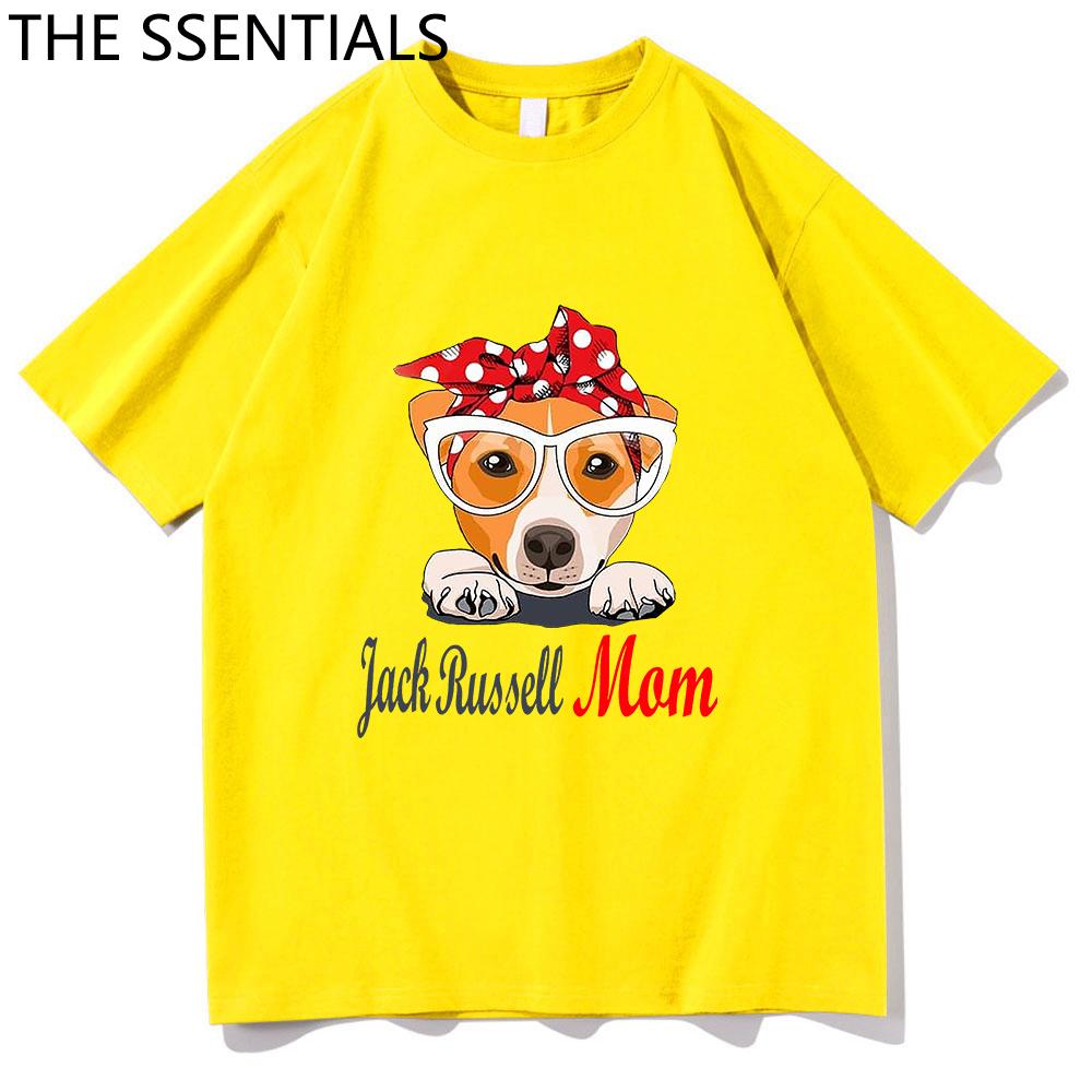 Jack Russell Terrier Mama T-Shirt Unisex Harajuku Lustige süße Hund Oma T-Shirts Unisex Cartoon Ästhetische Grafik Tägliche Baumwoll-T-Shirts