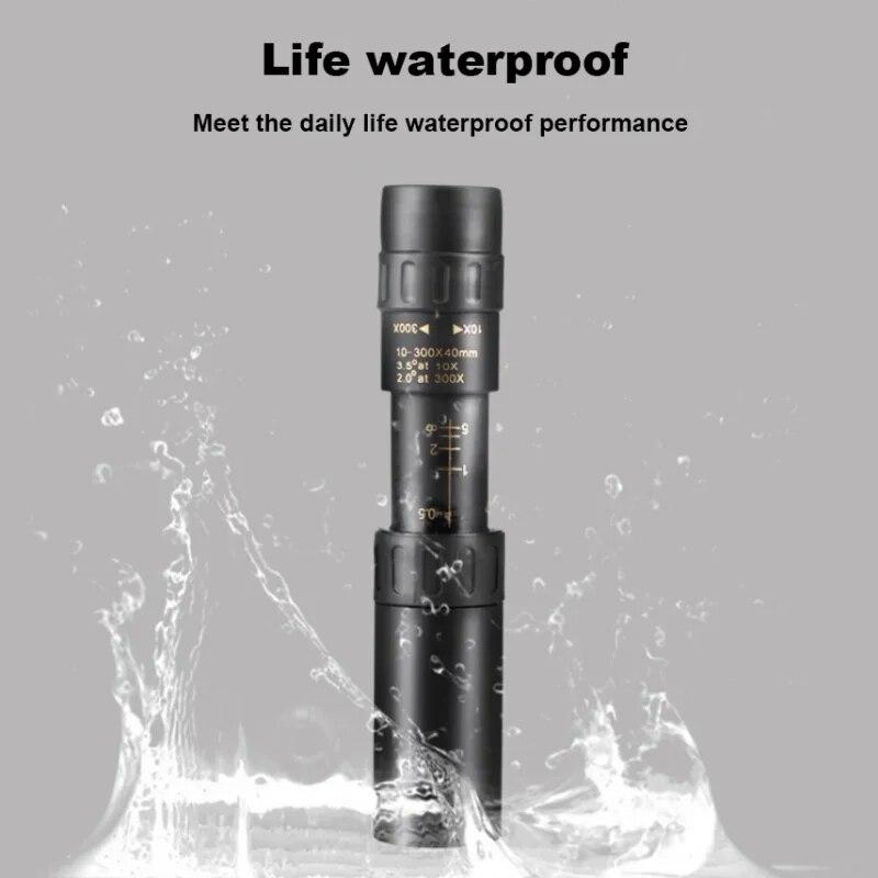 Telescop cu zoom 10-300x40 HD, binoclu portabil puternic, monocular profesional cu rază lungă de vedere nocturnă redusă pentru vânătoare