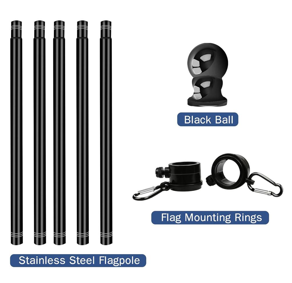 Suport reglabil pentru steag, 5/8,5 ft, din oțel inoxidabil, montat pe perete, pentru steag, curte, verandă, rezidențial