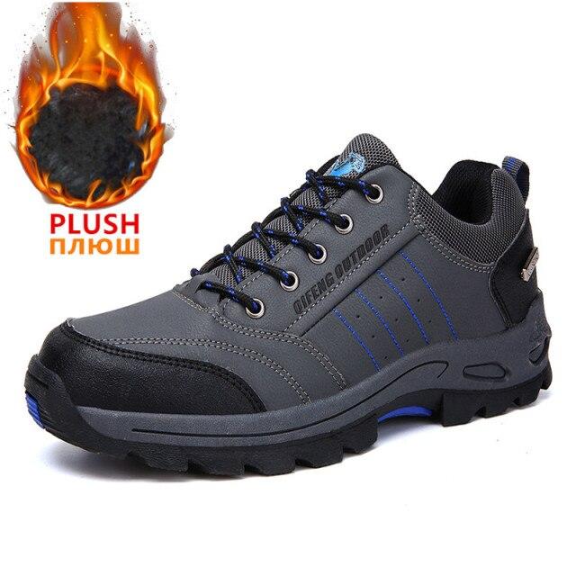 Men 'S Climbing Hiking Shoes Couples Winter Casual Sneakers With Fur Mens Outdoor Rubber Trekking Shoes Non -Slip Trainers Leather