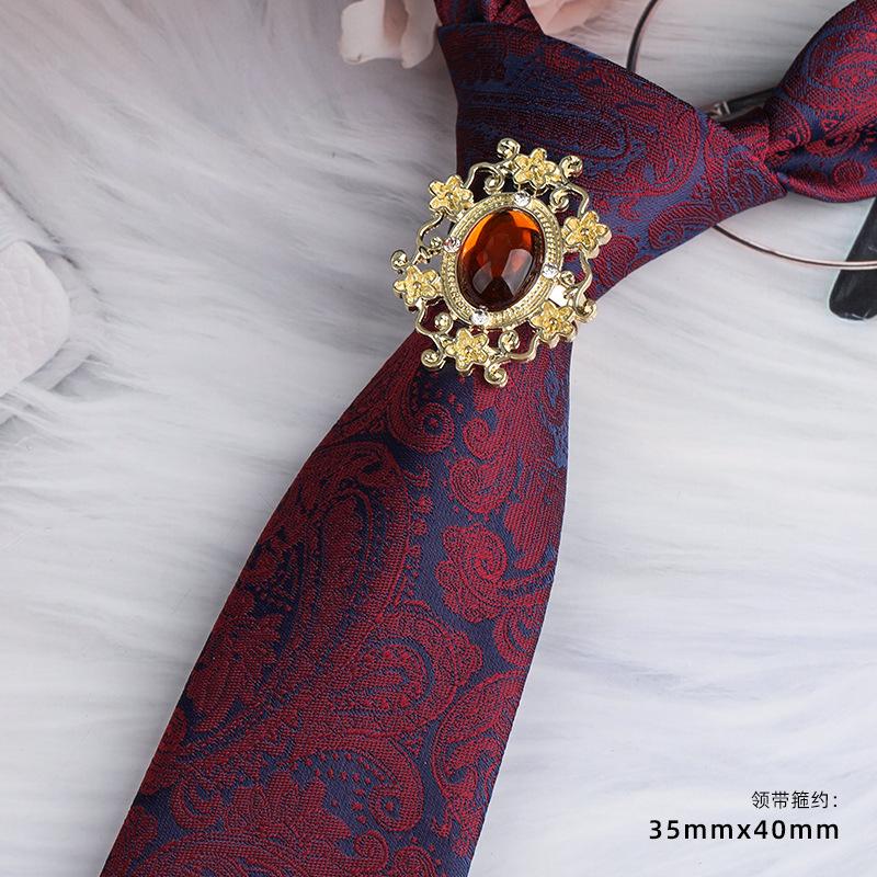 Men'S Emperor Rhinestone Collar Ring Clip Tie Hoop Vintage Knight Tie Hoop Business Shirt Tie Button Brooch