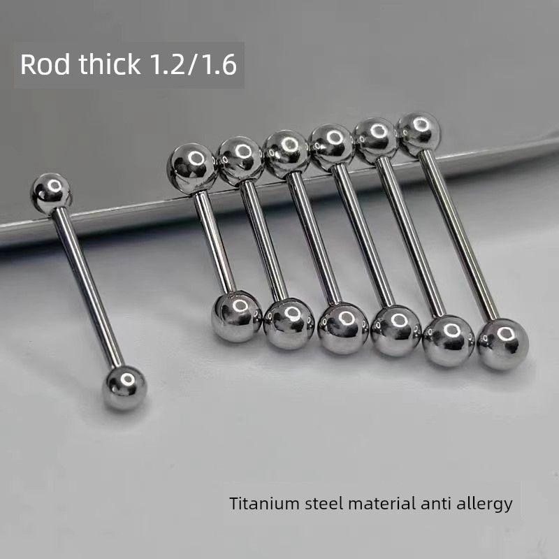 [Buy One Get One Free] Basic Titanium Steel Tongue Pin Rod Thick 1.2mm1.6mm Novice Sexy Perforated Piercing Jewelry