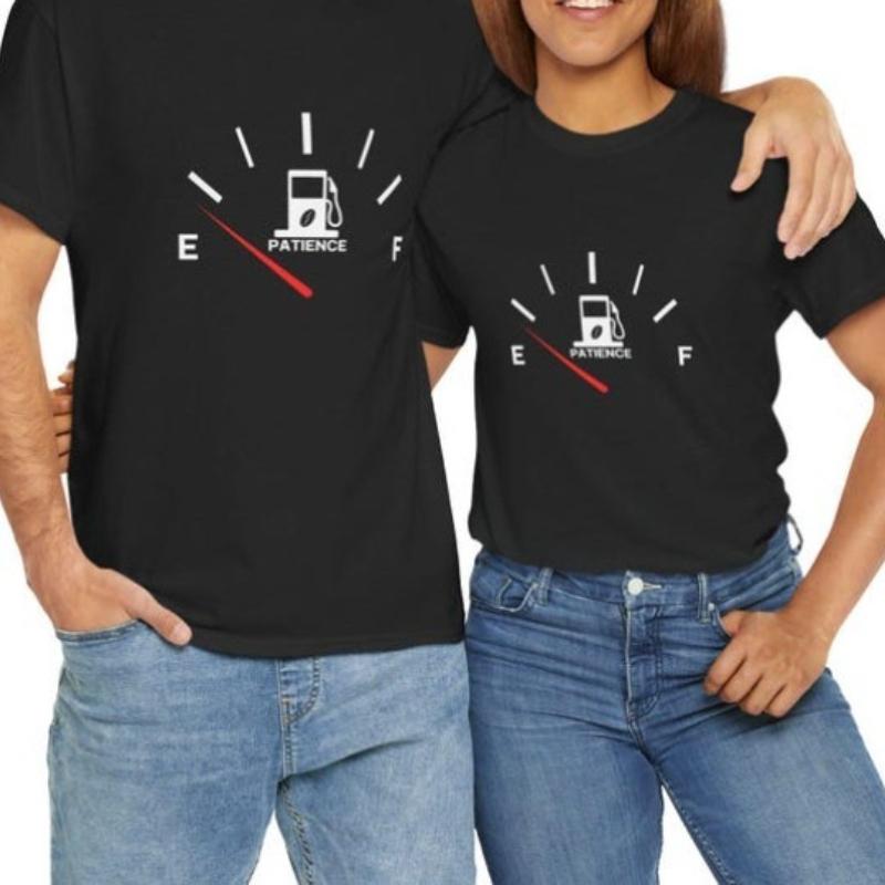 Unisex Heavy Cotton Tee Patience Cotton TShirt Ironic Running on Empty Gas Gauge Tee Funny Psychology Unisextal Health Gif