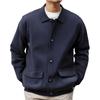 Men's Casual Solid-Color Knitted Cardigan With Pockets, Lapel Jacket Outerwear