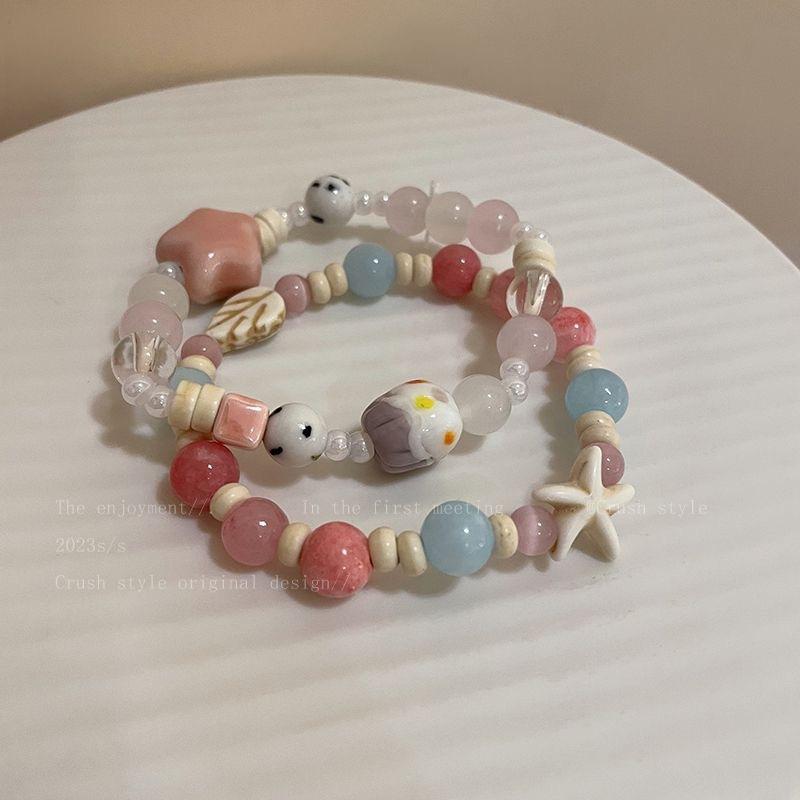 Female Summer Niche Bead Bracelet Pink Star Dreams