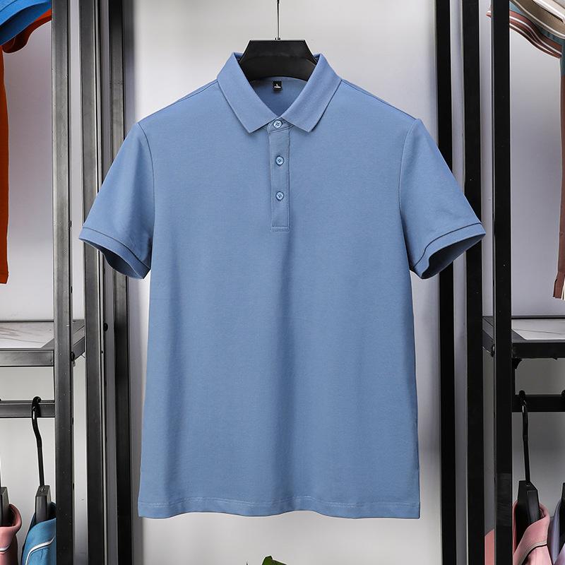 Modisches Poloshirt für Herren mittleren Alters, kurzärmeliges T-Shirt aus merzerisierter Perlbaumwolle, Sommer-Revers, Business-Casual-T-Shirt