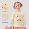 Kids' Spring Faux Two-Piece Cartoon Striped Long Sleeve T-Shirt