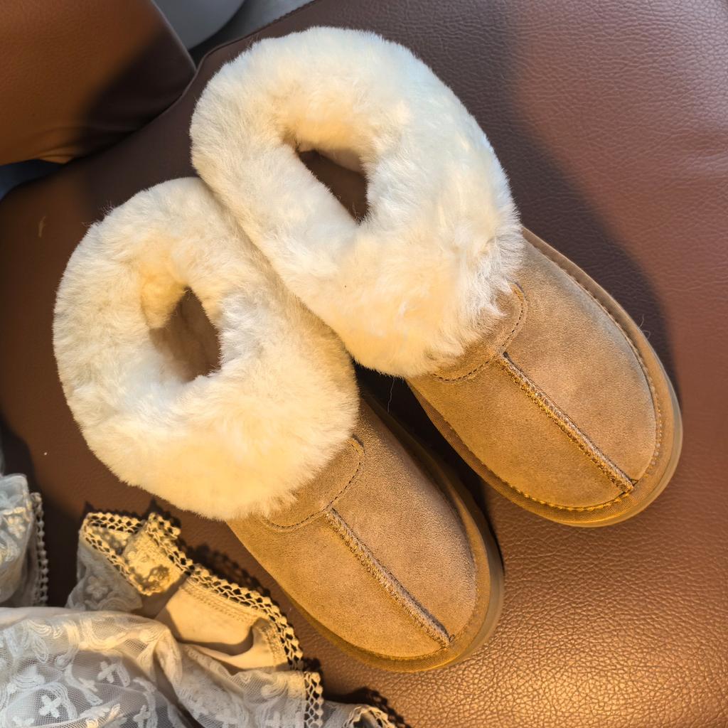 2025 new Tast real fur integrated wool thick-soled short tube snow boots Sangpo Village warm women's winter cotton shoes