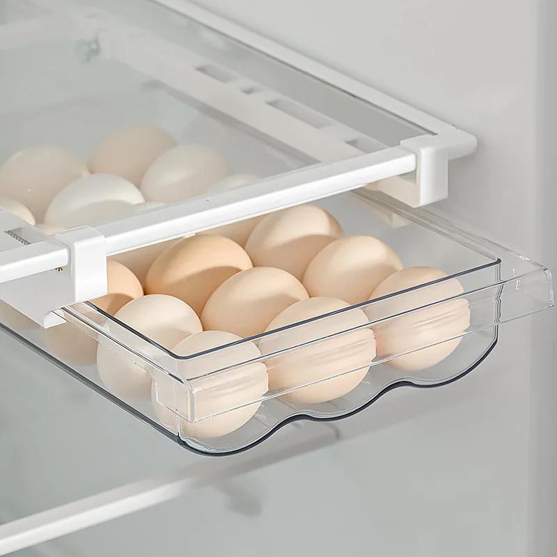 Pull-out Transparent Egg Storage Container Tray Dispenser Refrigerator Cupboard Drawer Reusable Vegetable Organizer Supplies
