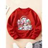 Kids Crewneck Sweatshirt, Easter Bunny & Colorful Egg Basket Print Top for Autumn Winter