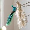 Realistic Peacock Ornament With Golden Glitter Feathers For Christmas Tree Home Garden Decorations