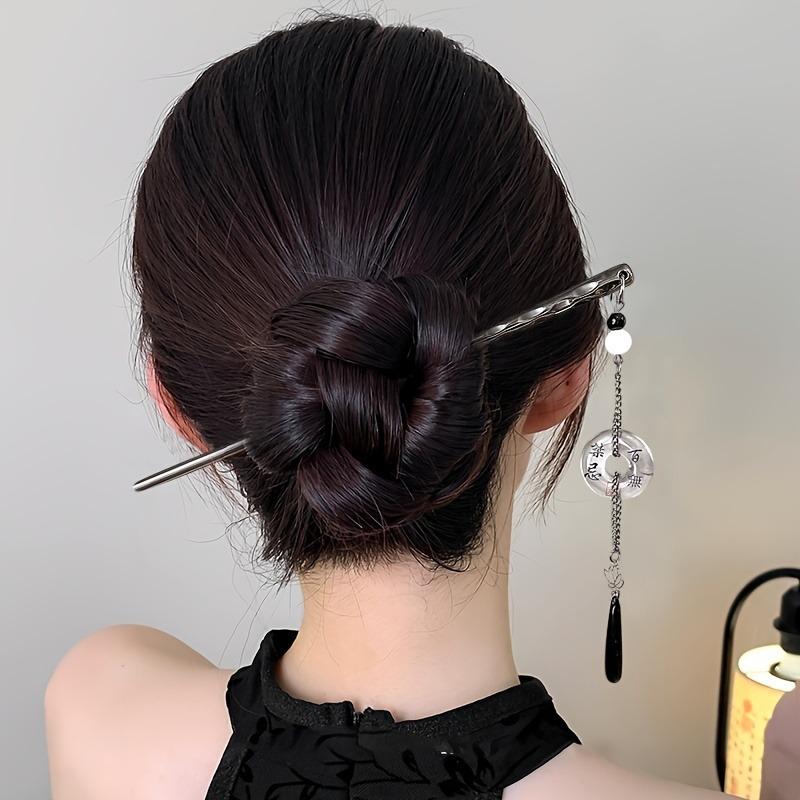 5pcs Chinese Hairpins Black Rose Butterfly Decorations Hair Needles for Daily Holiday Wear Long Skirts Qipao Elegant Accessories