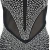 Fashion Women's Dress Solid Colour Mesh Drill Long Sleeve Long Dress