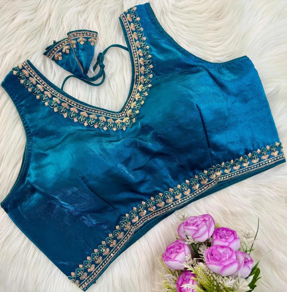 Blusa sin mangas de mezcla de seda para mujer Ropa de fiesta india Diseñador Étnico Choli