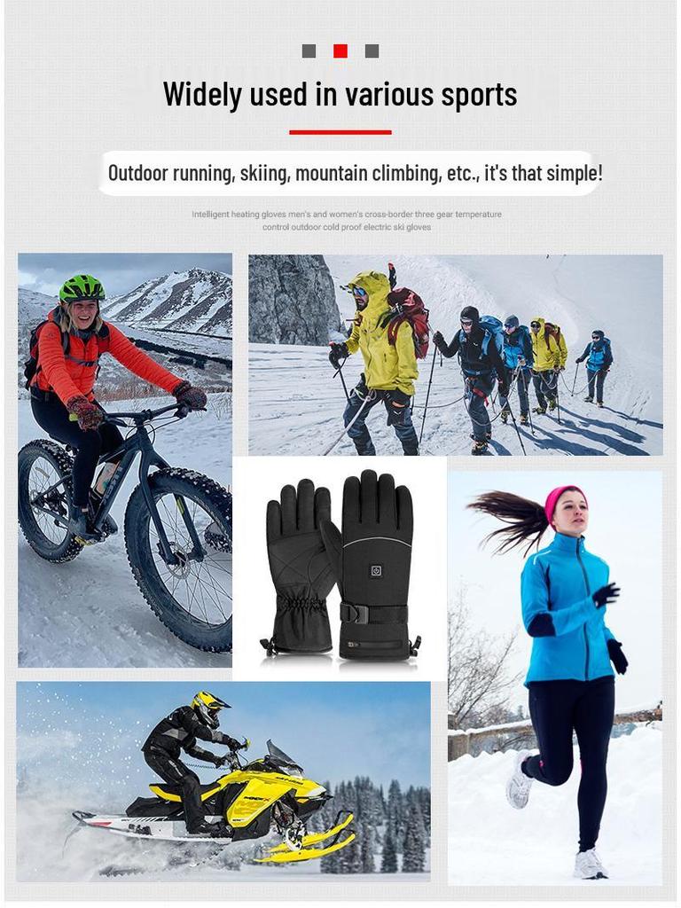 Electric Heated, Windproof, Waterproof Touchscreen Winter Gloves for Motorcycle Riding & Skiing
