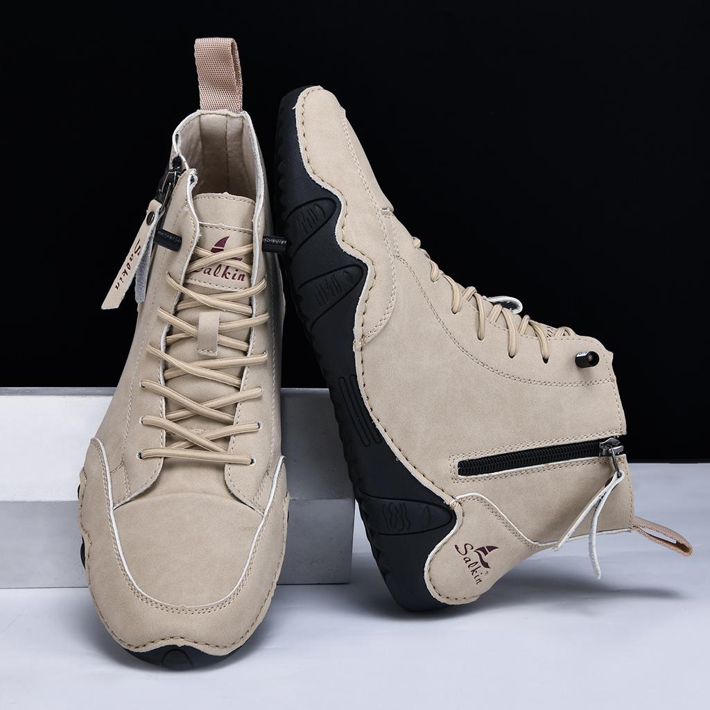 Fashion Mens White Boots 48 Fashionable Stitching Lightweight Comfortable Soft Upper for Daily Wear Casual Street Style Walking Men Shoe