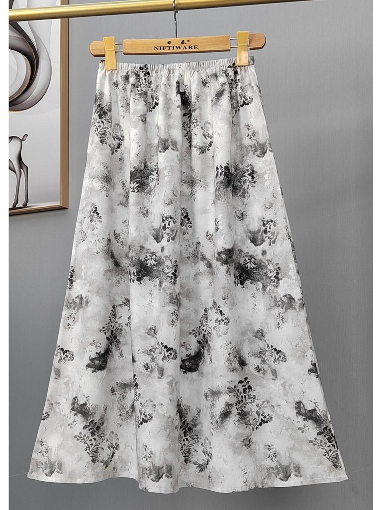 Γυναικεία καλοκαιρινή φαρδιά φούστα από βαμβακερή μεταξωτή - Plus μέγεθος, φιλική προς τη μητρότητα, Leisure Style Νοτιοανατολικής Ασίας