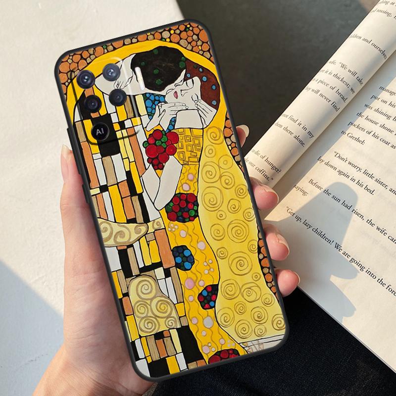 Gustav Klimt Kiss Art Case For Oppo A80 A60 A40 A78 A38 A18 A98 A58 A96 A76 A16 A94 A74 A54 A15 A17 A57 A77 A5 Pro