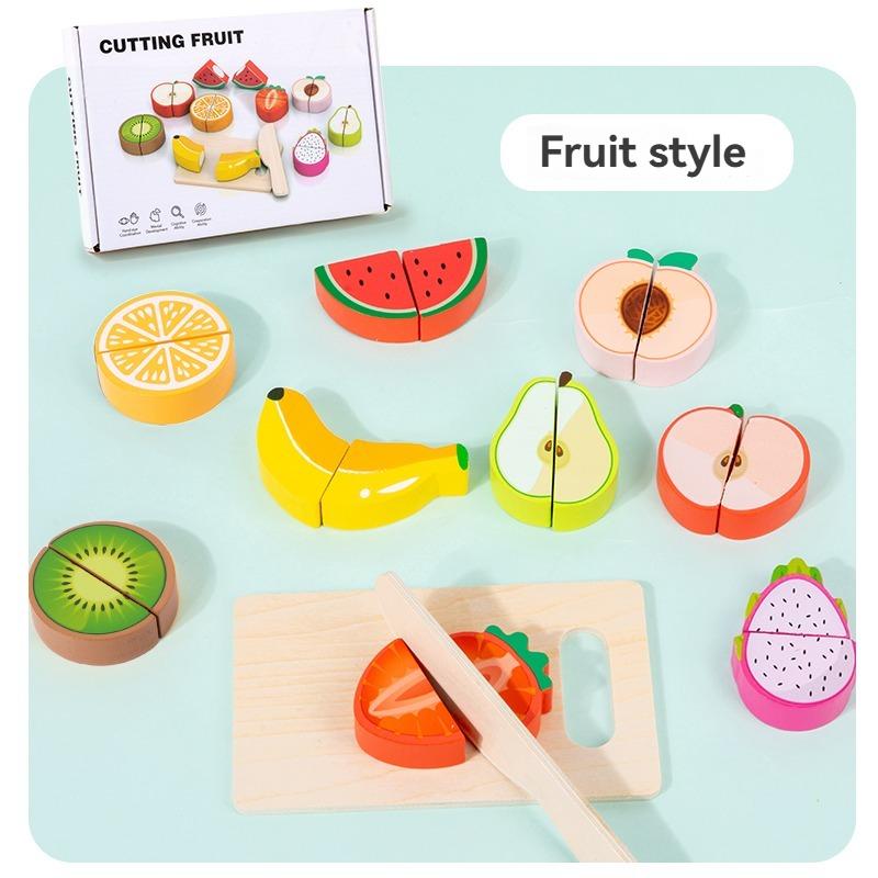 Children's Kitchen Cooking Set Wooden Simulation Cutting Fruits Vegetables Food Toy Pretend Play Educational Toys for Children
