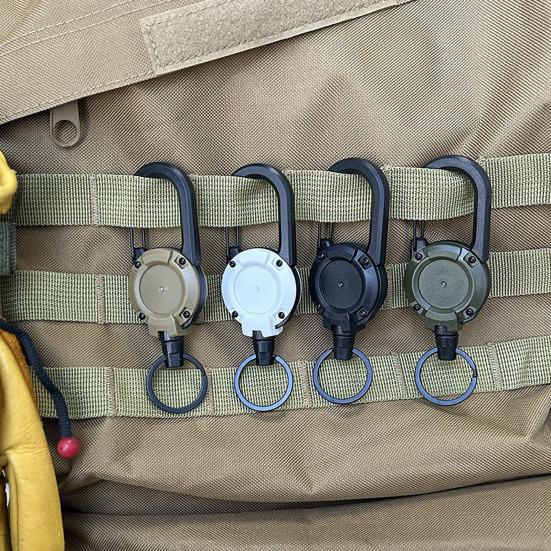 1/8Pcs Retractable Keychain with Steel Wire Rope Carabiner Badge Reel Holder Clip Key Ring Heavy Duty Outdoor Camping Climbing Anti-lost Buckle