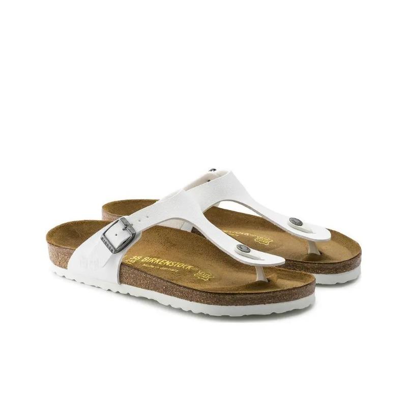 Birkenstock Gizeh Unisex Soft Comfort Versatile Elevated Thick Sole Cork Sole Flip Flops White 0745531 39