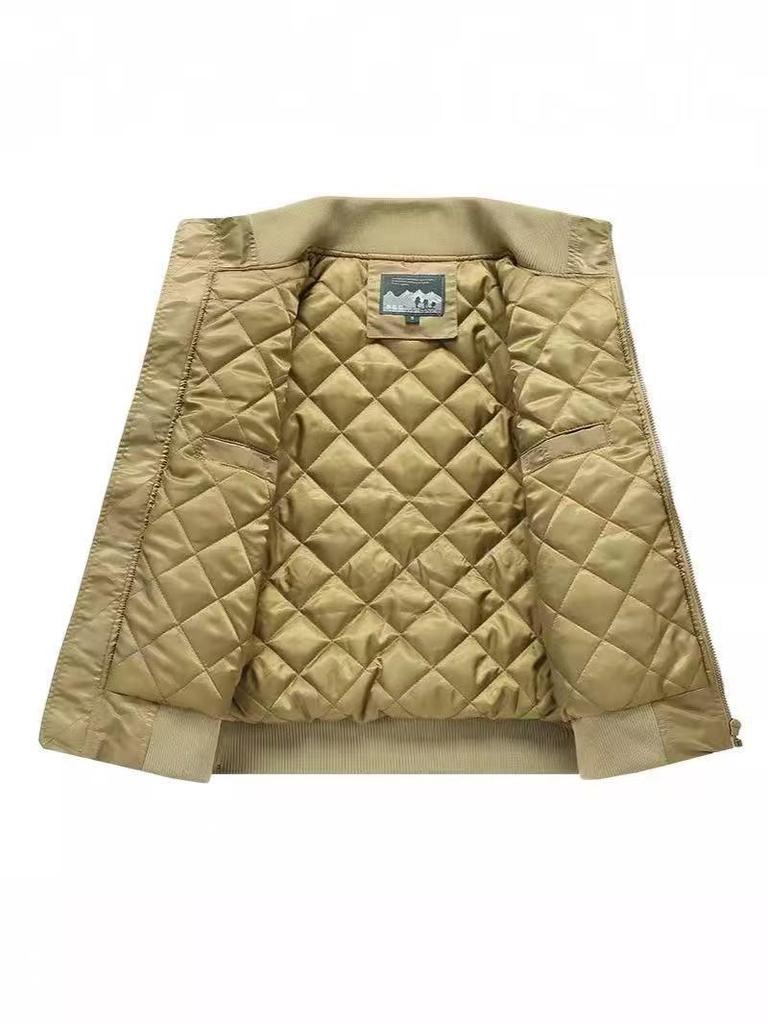 Autumn-Winter MA1 Cotton-Padded Thick Pilot Workwear Baseball Jacket, Loose Fit, Plus Size