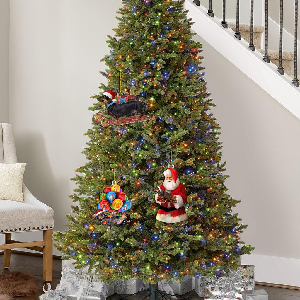 Dachshund Dog Christmas Tree Ornament Acrylic Hangings Decoration Hanging Pendant for Home and Car Party Supplies