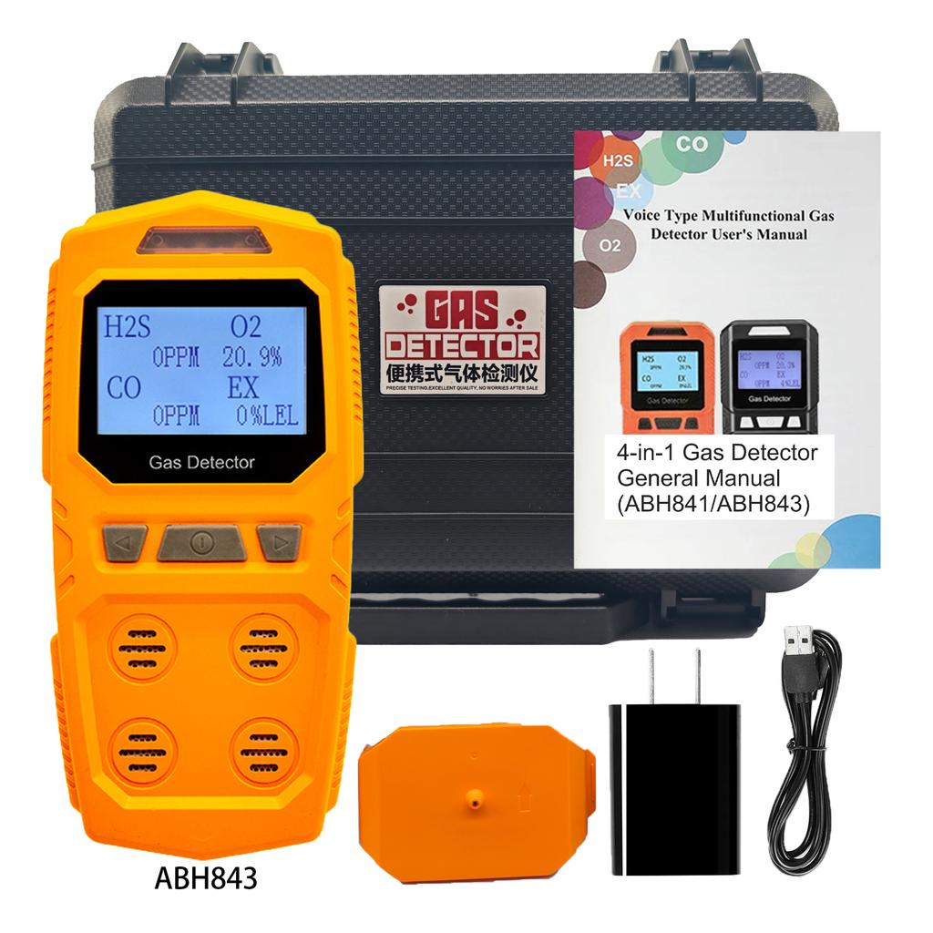NOWY Wysoce Precyzyjny Detektor Gazu 4-w-1 - Miernik Palnych i Toksycznych Gazów Niebezpiecznych Analizator O2 CO H2S Przenośny Ręczny Ładowalny