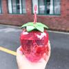500ml PET Strawberry Shaped Children's Straw Mug Clear Strawberry Juice Mug Cold Water Mug Photography Accessories