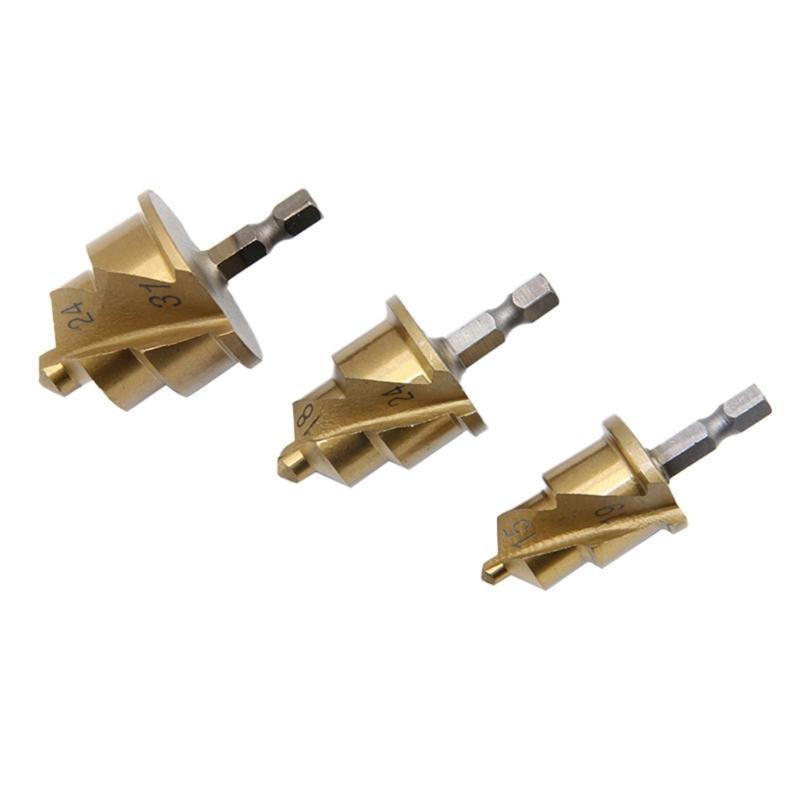 High Speed Steel Helical Drill Bits Hex Shank for Water Pipe Repair and Reaming 15~31mm Fits All Drills