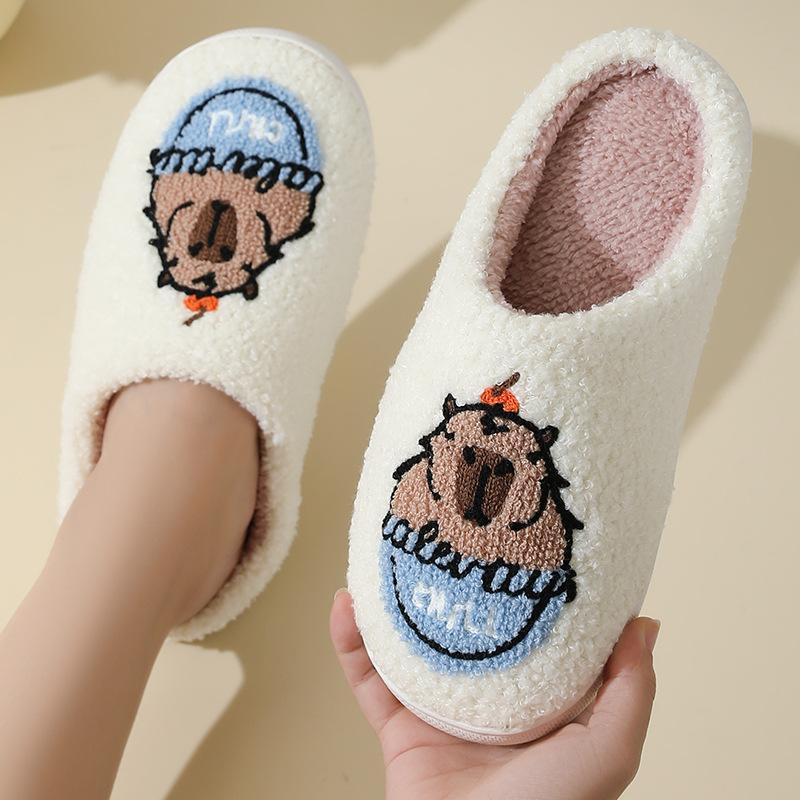 

Comfortable home cute cartoon animal winter cotton slippers men and women couple thick bottom warm cotton slippers sole 36/37 for 35-36 feet