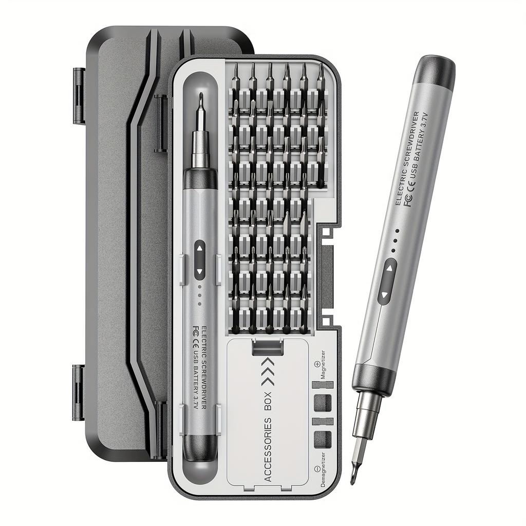 Compact Precision Electric Screwdriver Set - Quiet, Durable, Rechargeable with High Torque, 46-In-1 Multifunctional Portable Tool Kit for Car/Home Use