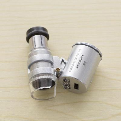 60X Beleuchtetes Mikroskop Tragbare Handlupe für Juweliere mit LED-Licht Mini Taschenlupe für Zuhause Lupe Lupa